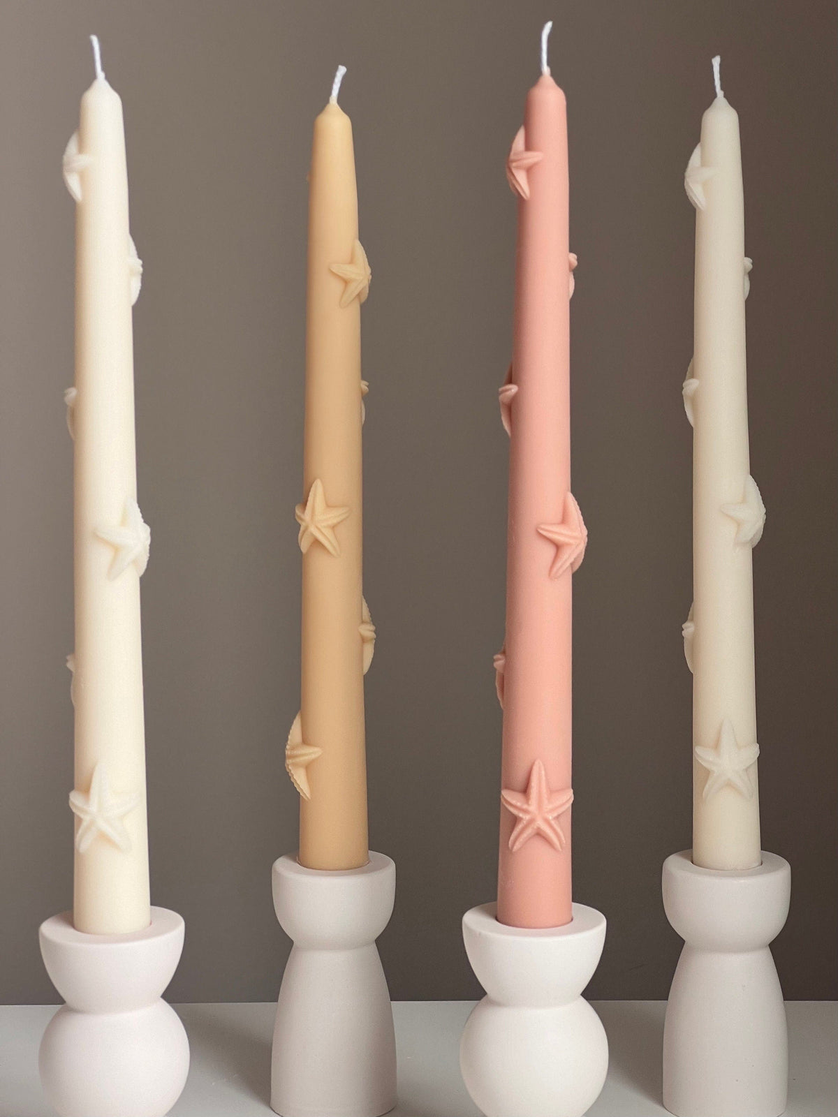 Handmade Starfish Soy Wax Taper Candle: Coastal Decor