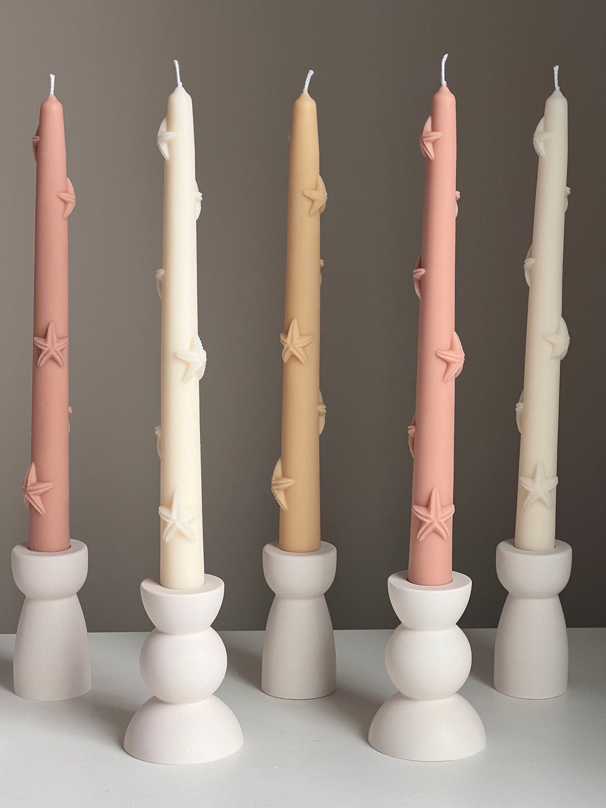 Handmade Starfish Soy Wax Taper Candle: Coastal Decor