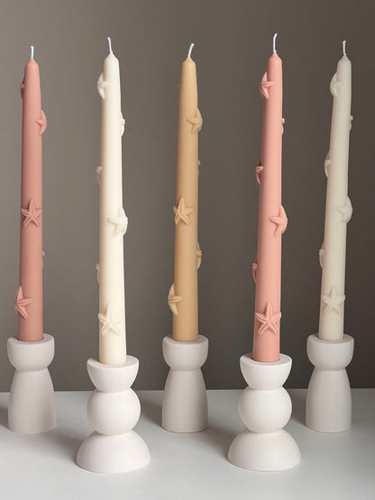 Handmade Starfish Soy Wax Taper Candle: Coastal Decor