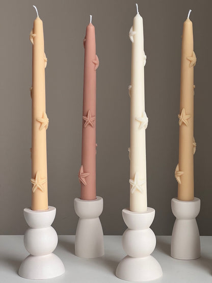 Handmade Starfish Soy Wax Taper Candle: Coastal Decor