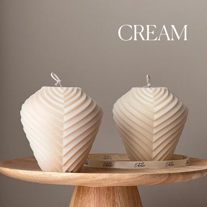 Large Ribbed Candle: Handmade Soy Wax Pillar Candle
