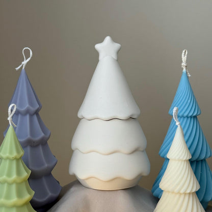 Christmas Tree Jar Soy Candle: Handmade Jesmonite Decor