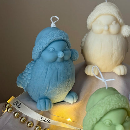 Hand Poured Christmas Bird Soy Candle: Holiday Decor Gift
