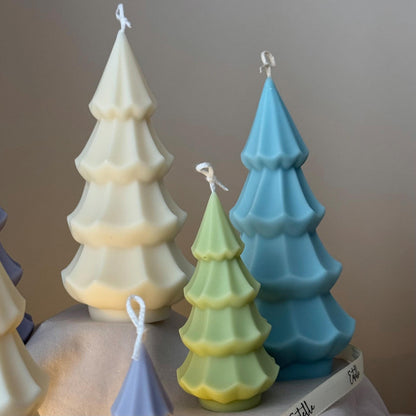 Handmade Ribbed Christmas Tree Candle: Soy Wax Holiday Decor
