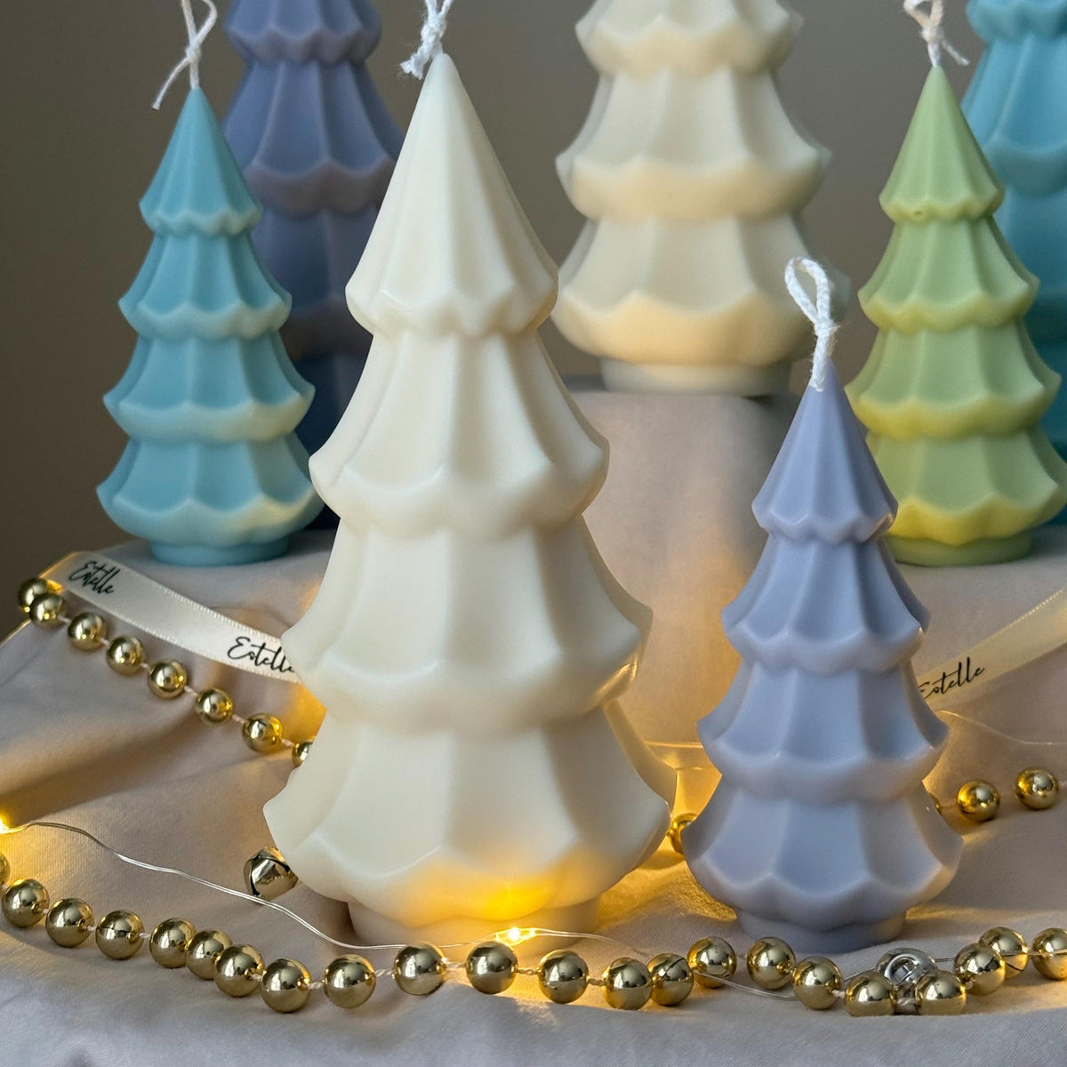 Handmade Ribbed Christmas Tree Candle: Soy Wax Holiday Decor