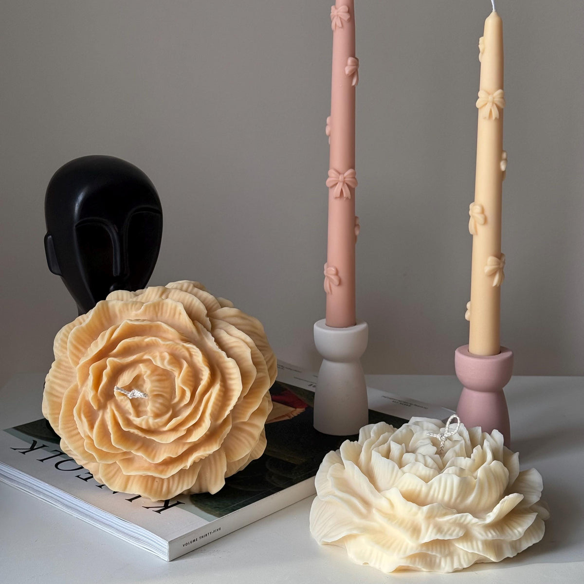Large Peony Soy Wax Candle: Sculptural Flower Candle
