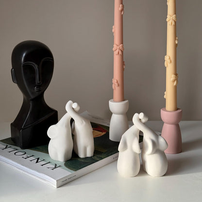 Handmade Jesmonite Elephant Couple | Stone Animal Decor