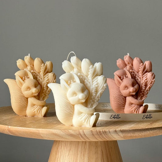 Handmade Squirrel Soy Candle | Sculptural Art, Animal Lover Gift