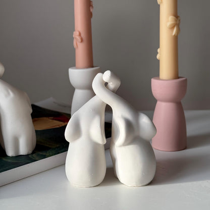 Handmade Jesmonite Elephant Couple | Stone Animal Decor
