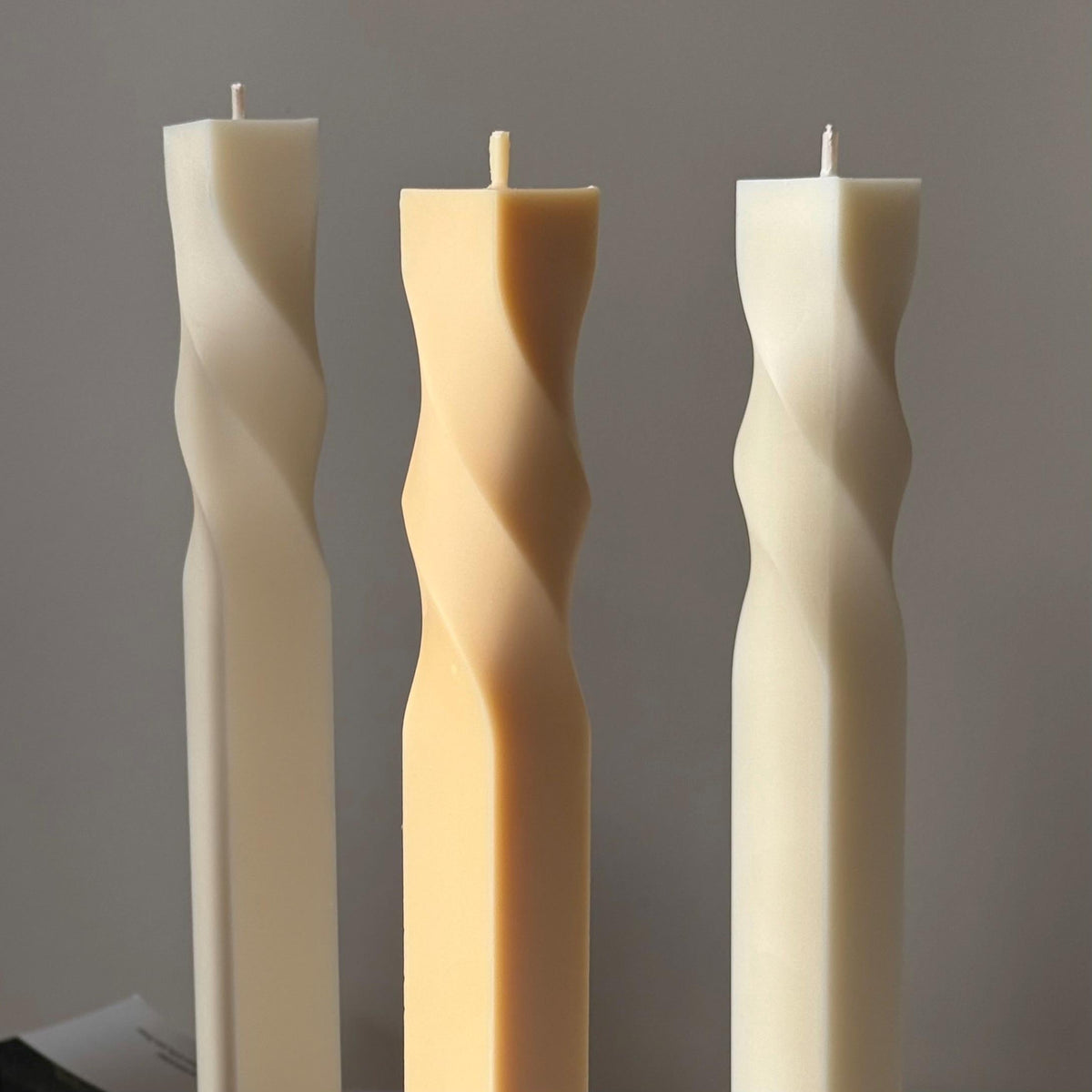 Greko Column Swirl Candle: Ribbed Soy Wax Pillar Candle