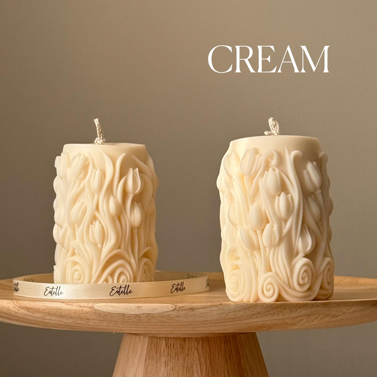 Handmade Tulip Soy Wax Pillar Candle: Home Decor Gift