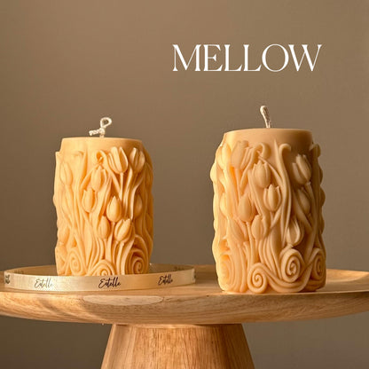 Handmade Tulip Soy Wax Pillar Candle: Home Decor Gift
