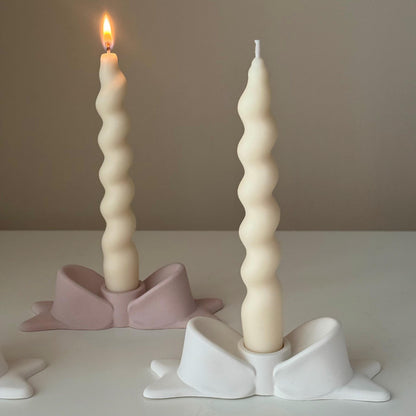 Bowtie Jesmonite Candlestick Holder: Modern Table Decor