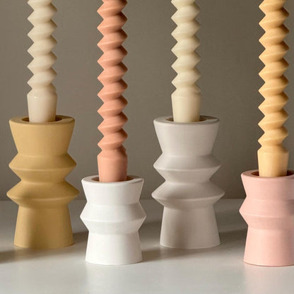 Spiral Column Taper Candle: Handmade Soy Dinner Candle