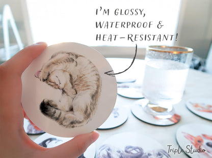 Sleepy Vibes Cat Coaster