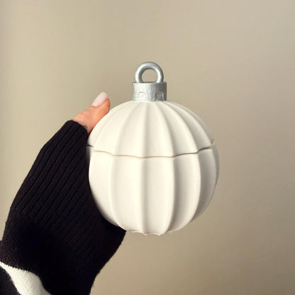 Huge Winter Ornament Bauble Candle – Sculptural Holiday Decor, Handcrafted Soy Wax Candle