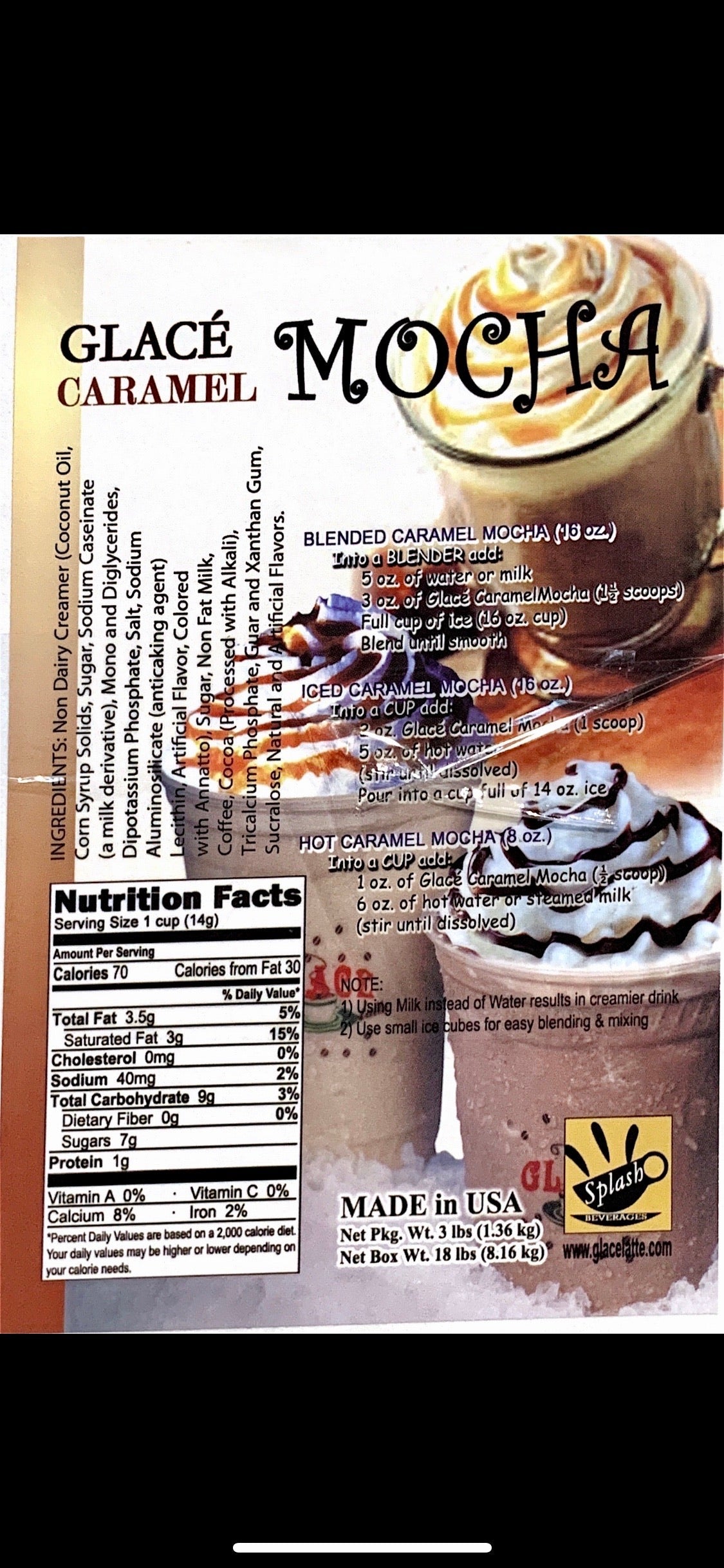 Caramel Mocha 4 in 1 Bubble Tea / Latte and Frappe Mix  - Multi-Use Powdered Beverage Mix - Ships Free Within Canada on Orders Above CAD $199