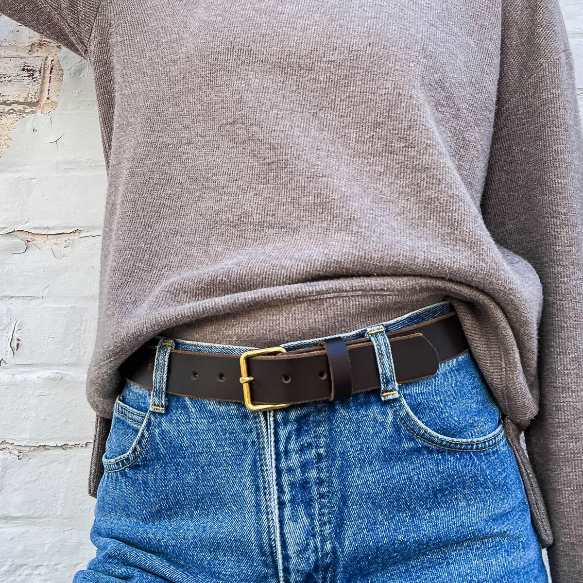 Kyomi- Black 100% Premium Leather Belt- Made in Canada