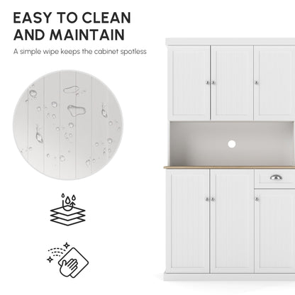 Armoire de rangement de cuisine Denver 180 cm avec huche - Blanc/Chêne