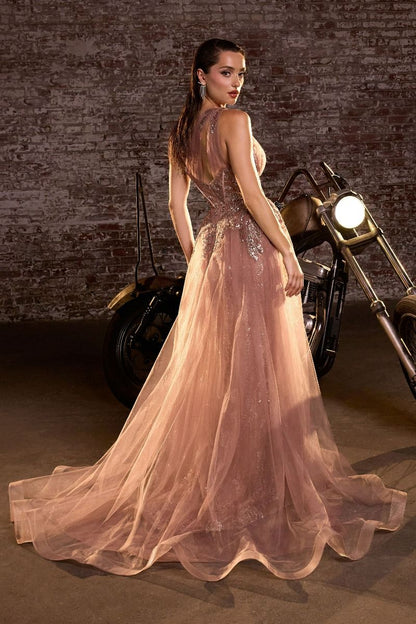 ROBE ASYMÉTRIQUE PAILLETTES ET TULLE