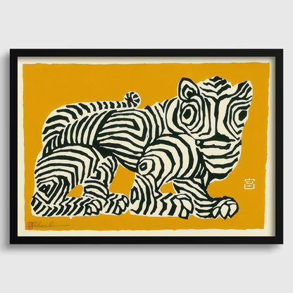 Estampe d'art Tigre japonais : Giclée abstraite de Tokuriki Tomikichiro