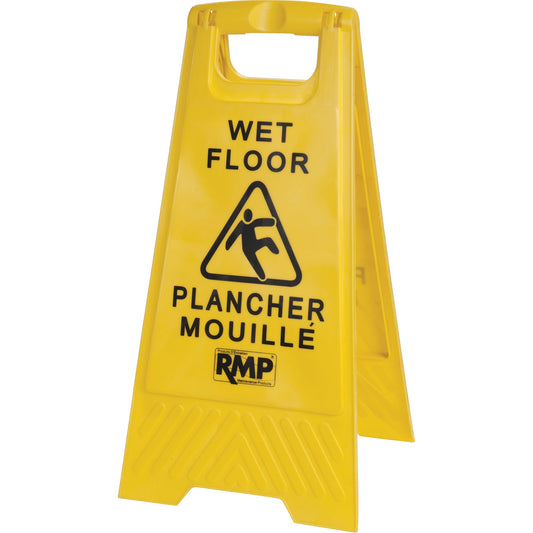 Panneau Sol Mouillé, Bilingue avec pictogramme