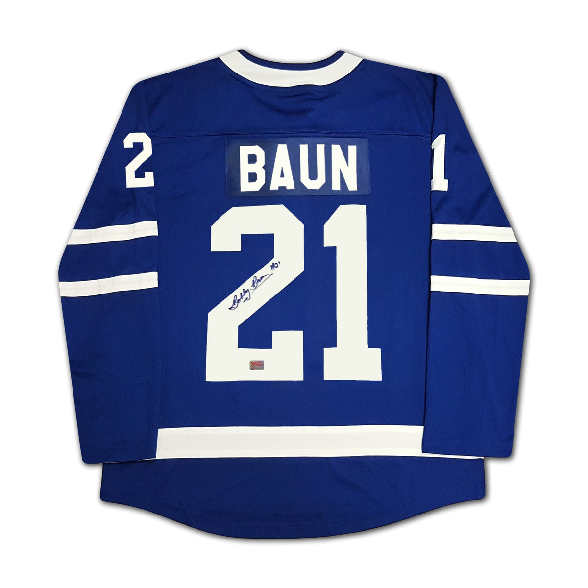 Bobby Baun Autographed Toronto Maple Leafs Blue Jersey