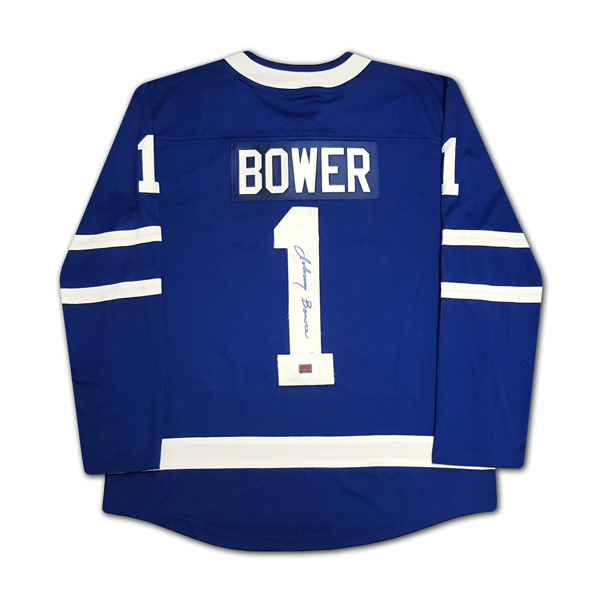 Johnny Bower Autographed Toronto Maple Leafs Blue Jersey