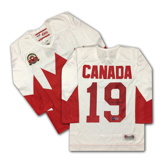 MAILLOT BLANC SIGNÉ PAUL HENDERSON ÉQUIPE CANADA 1972 - SÉRIE DU SOMMET