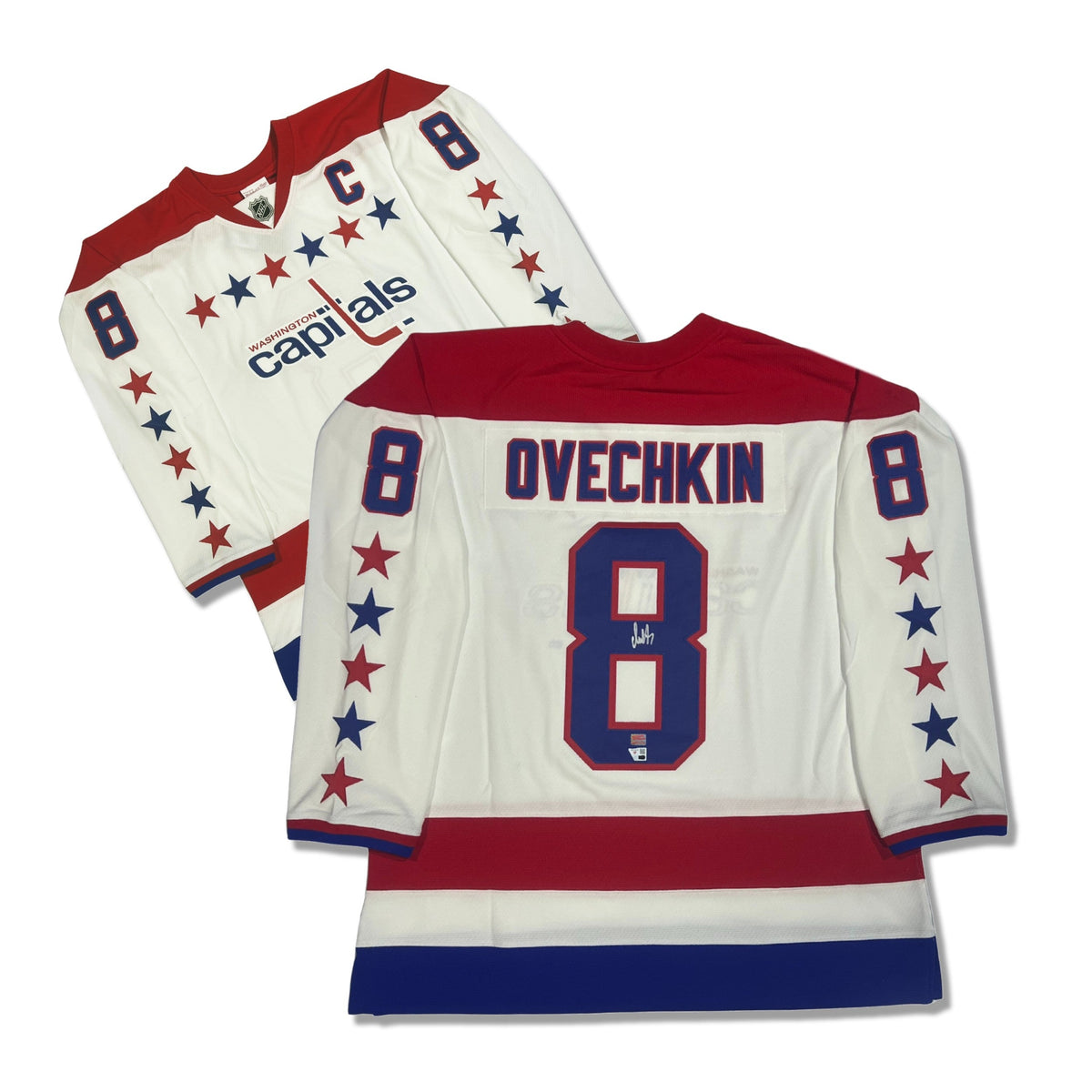 MAILLOT ALTERNATIF DES WASHINGTON CAPITALS 2012 AUTOGRAPHIÉ PAR ALEXANDER OVECHKIN – OBJET DE COLLECTION SOUVENIR DE HOCKEY DE LA LNH (TAILLE L OU XL)