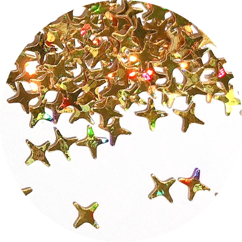 Paillettes holographiques or en forme d'étoile à 4 branches