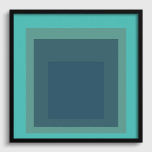 Estampe Giclée "Prairie" inspirée de Josef Albers : Art moderne du milieu du siècle, vert menthe