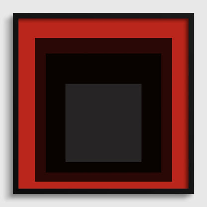 Impression Giclée « Sly » inspirée par Josef Albers : Art de carré rouge du milieu du siècle moderne (1x1)