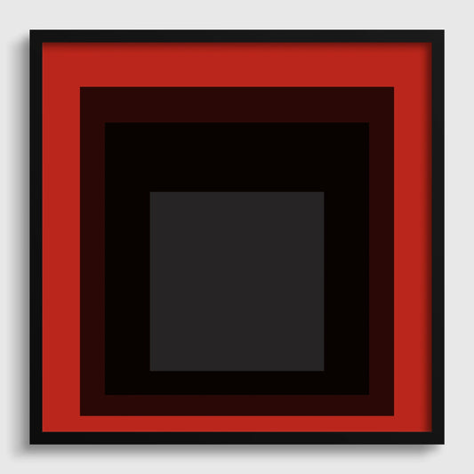 Impression Giclée « Sly » inspirée par Josef Albers : Art de carré rouge du milieu du siècle moderne (1x1)
