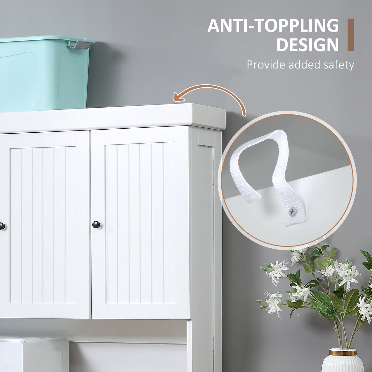 Armoire de rangement de cuisine Denver 180 cm avec huche - Blanc/Chêne