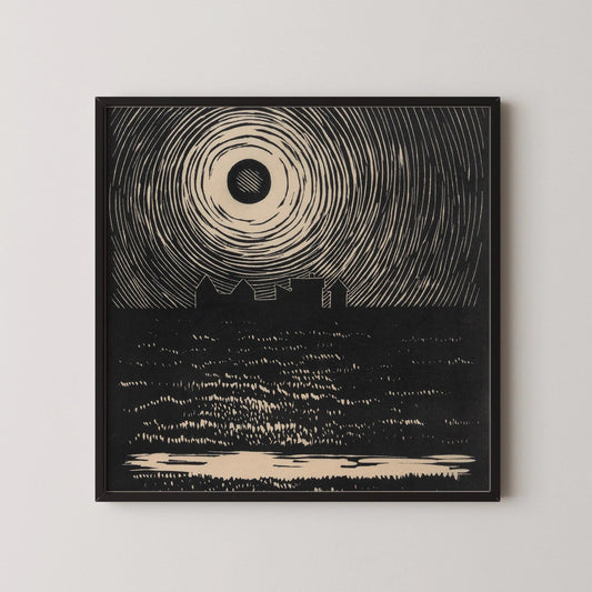Karl Wiener Sunset Print: Black and White Sketch, Fine Art Giclee