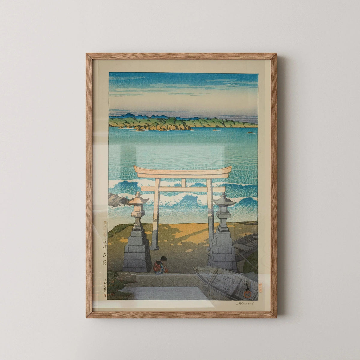 Estampe de l'océan Pacifique de Kawase Hasui : Art japonais sur bois vintage