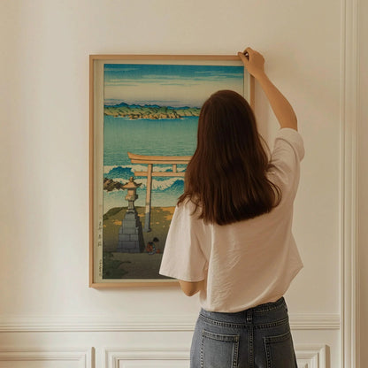 Estampe de l'océan Pacifique de Kawase Hasui : Art japonais sur bois vintage