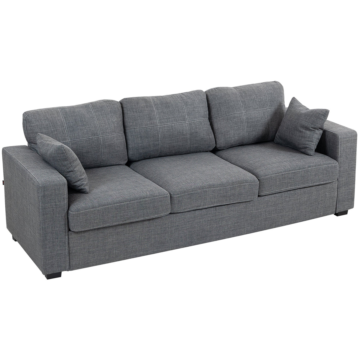 Canapé 3 places moderne Naples en tissu avec assise profonde - Gris foncé