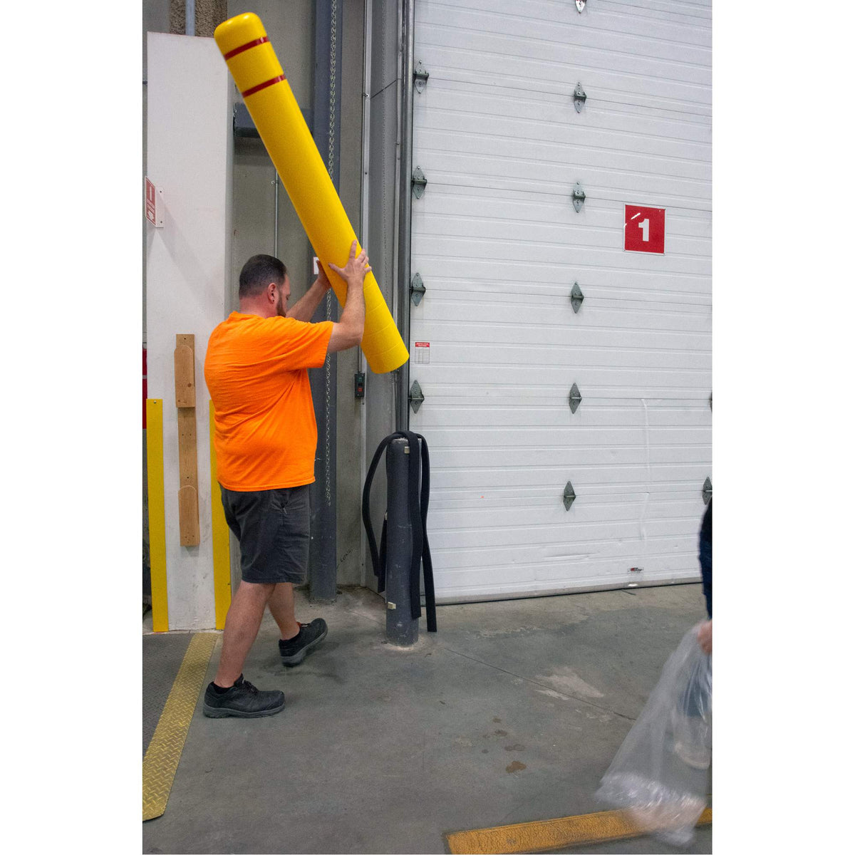 Polyethylene Bollard Cover, 6-5/8" Dia. x 52" L, Red/Yellow