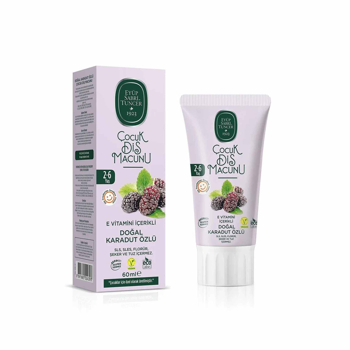 Dentifrice pour enfants – Saveur mûre – 60 ml | 2-6 ans | Formule sûre et douce