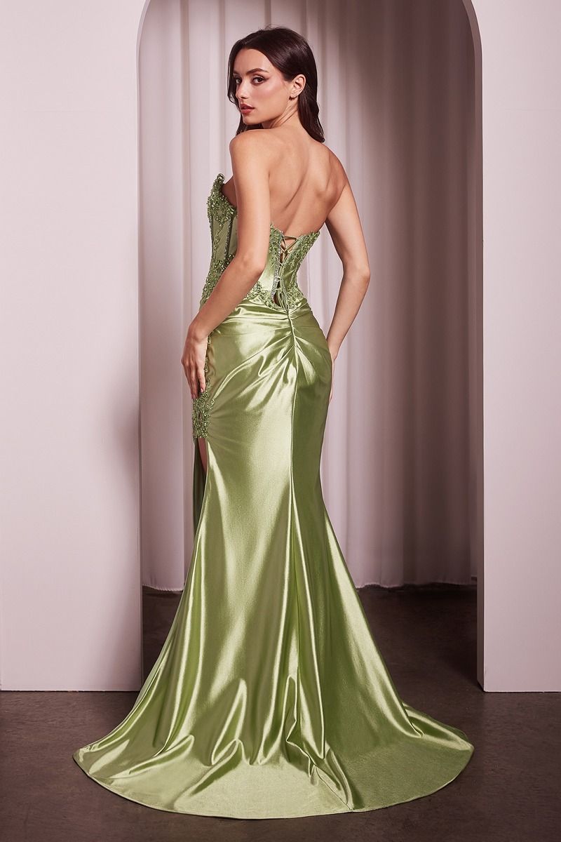 Jupe en satin stretch avec corset orné de dentelle