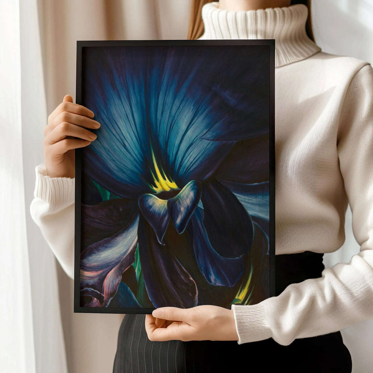 Leon Carrol - Chinese Delphinium | A Gorgeous, Intensely Navy blue Painting in Glorious Giclee Print (available handframed or unframed)