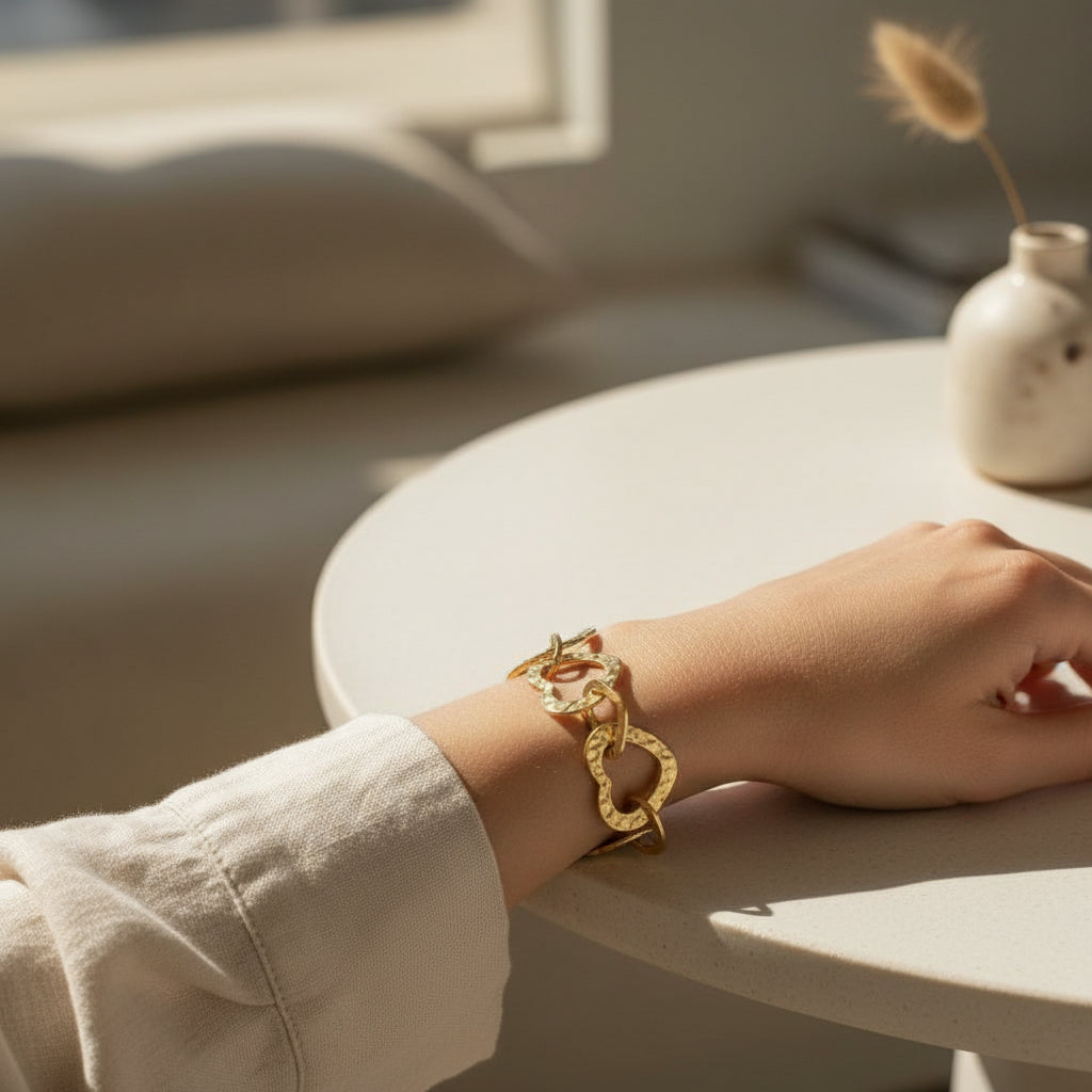Bracelet Cœurs Entrelacés - Acier Inoxydable Doré