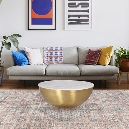 Table basse Lia en laiton et marbre