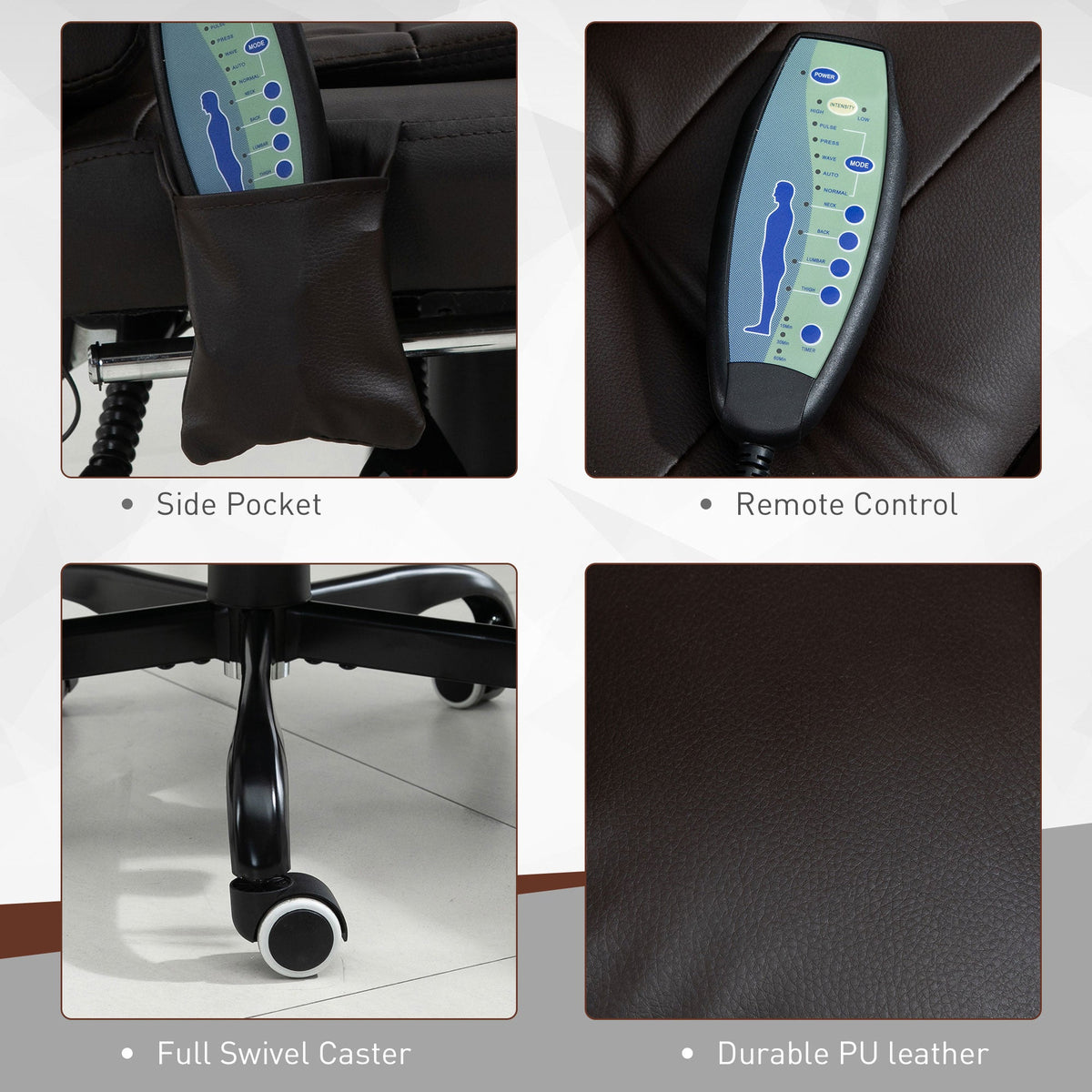 Declan Executive Office Chair with 7-Point Massage and Reclining Features-Brown