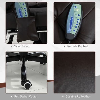 Declan Executive Office Chair with 7-Point Massage and Reclining Features-Brown