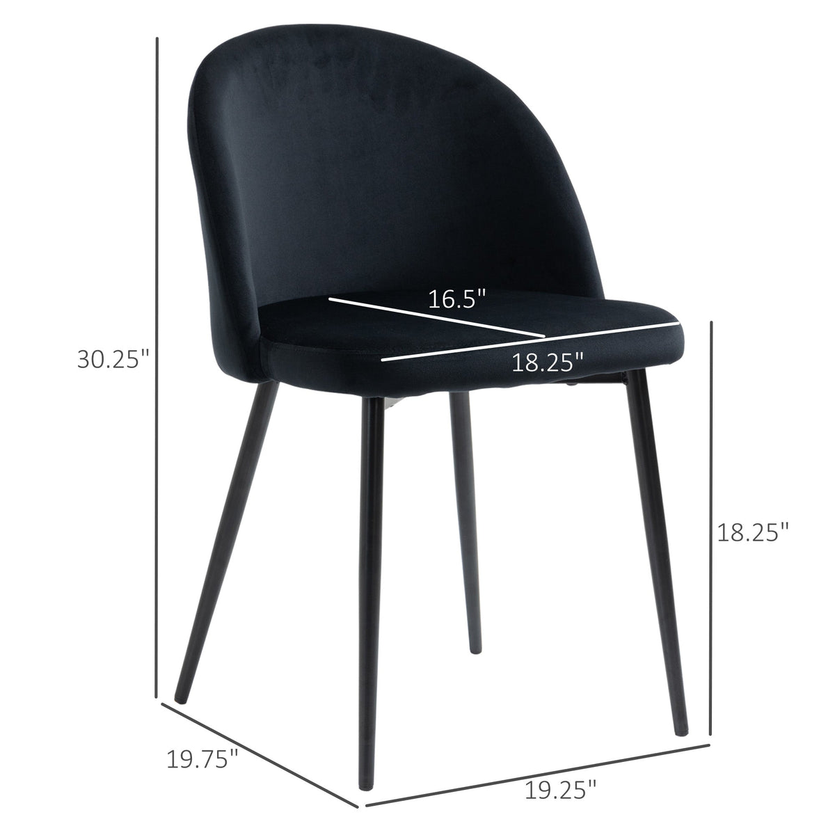 Lot de 2 chaises de salle à manger à dossier mi-hauteur Dylan - Noir