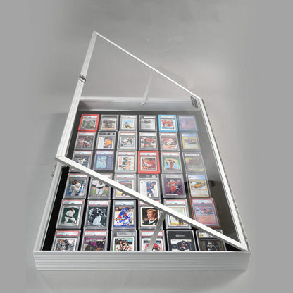 EVORETRO Lockable Display Case 36 x 24 x 4" Silver– Secure Showcase for Collectibles