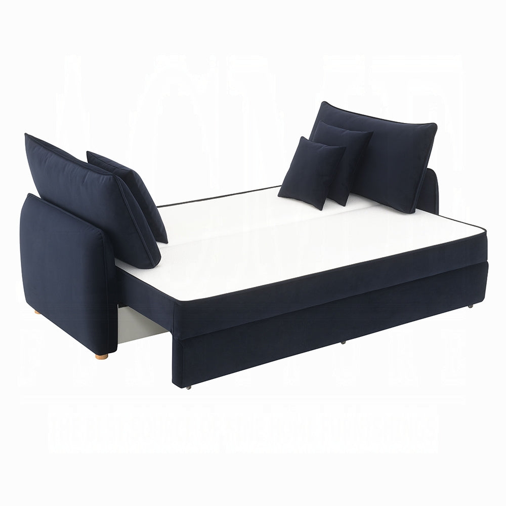 Canapé-lit Bica Velvet Condo avec rangement – Bleu marine